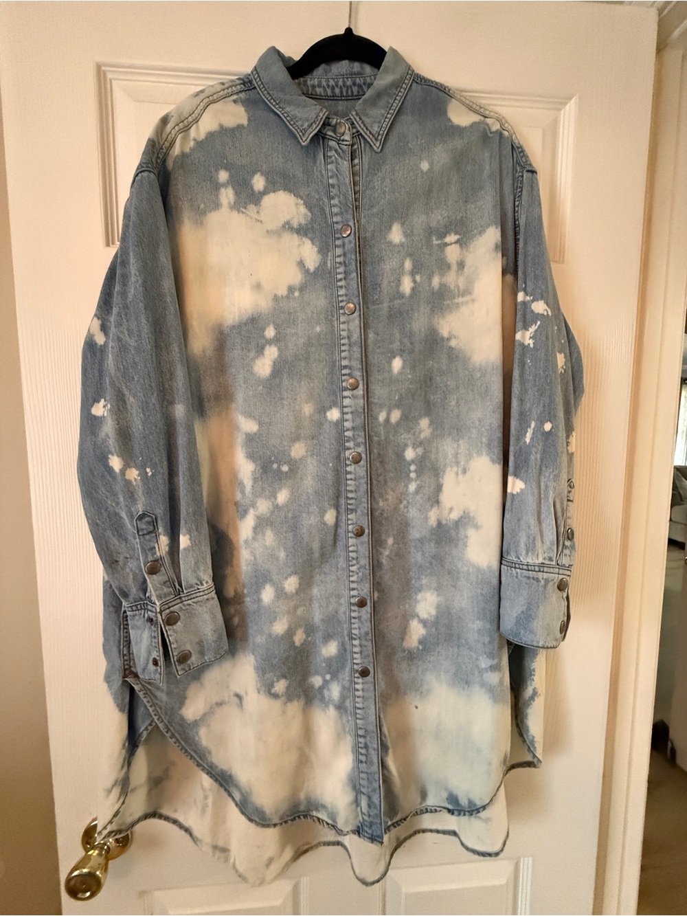 We The Free Bleached Light Blue Denim Shirt Dress